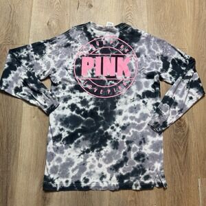 Victoria's Secret Pink XS Black Tie Dye Pink Campus Long Sleeve